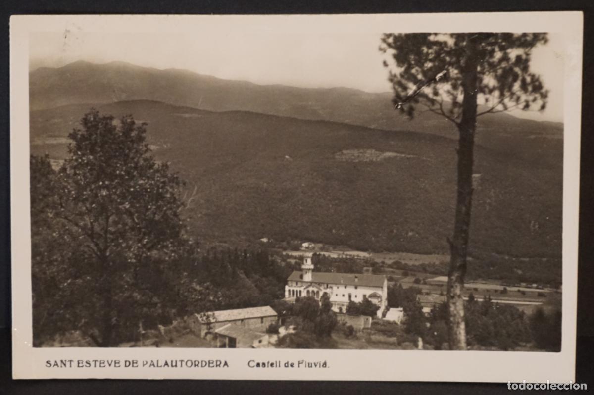 Cartes Postales: Sant Esteve de Palautordera, Castell de Fluvi&aacute;, postal circulada con sello y matasellos el a&ntilde;o 1954