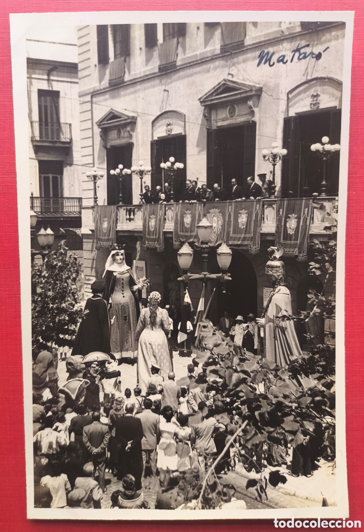 Cartes Postales: MATAR&Oacute; GEGANTS FESTA MAJOR PLA&Ccedil;A DE LA VILA FOTOGRAF&Iacute;A POSTAL ARXIU CUY&Aacute;S 1955