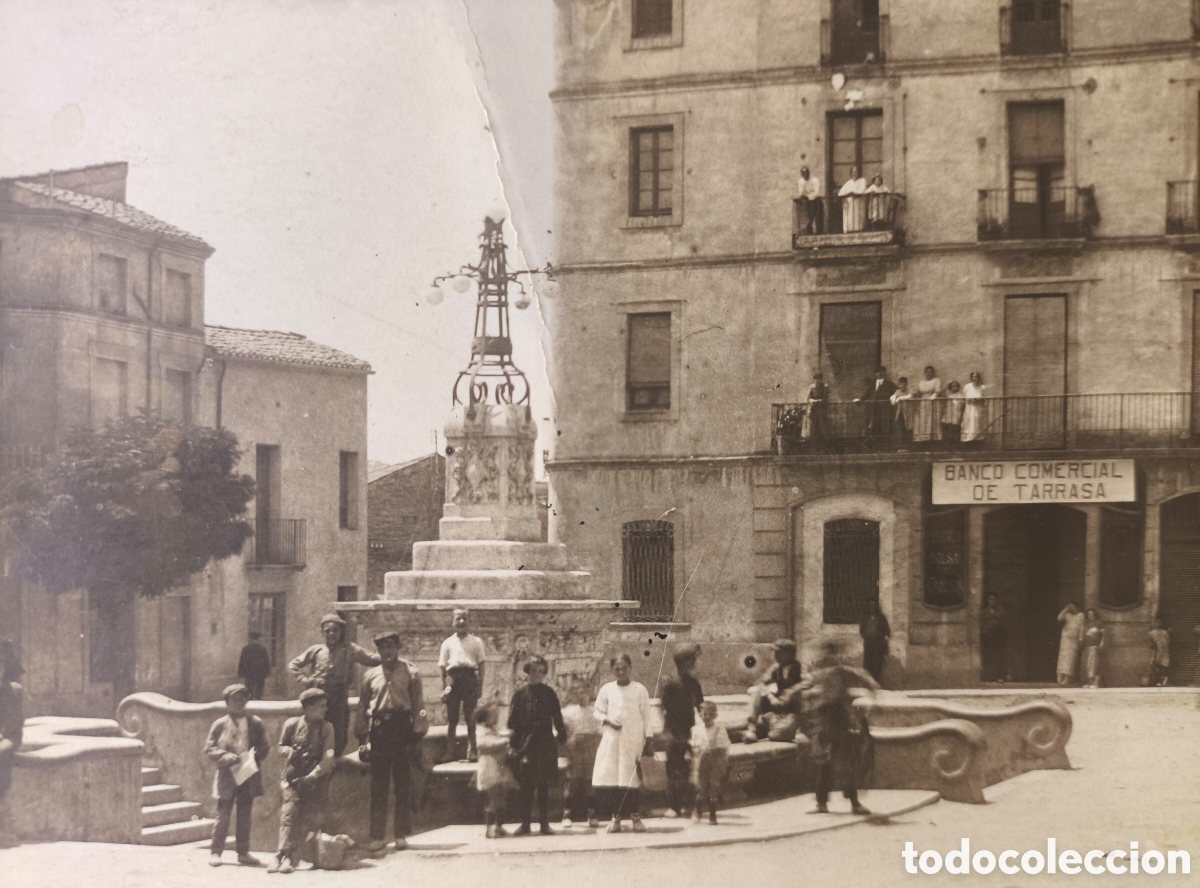 Postales: OLESA DE MONTSERRAT PLA&Ccedil;A DE LES FONTS POSTAL FOTOGR&Aacute;FICA ANIMADA BAIX LLOBREGAT C. 1935