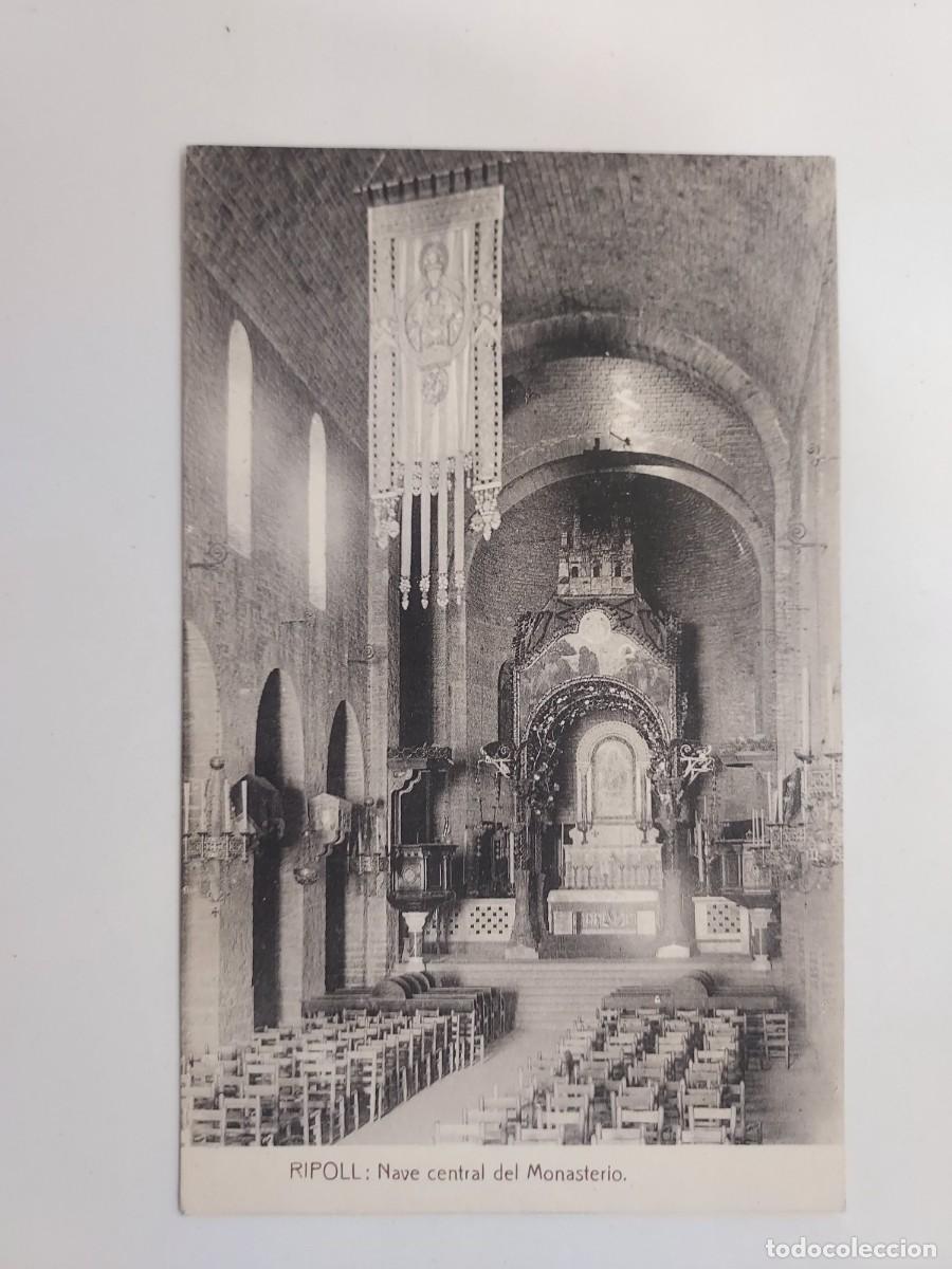 Postales: POSTAL RIPOLL NAVE CENTRAL DEL MONASTERIO. SIN CIRCULAR. J. MAURI. GERONA