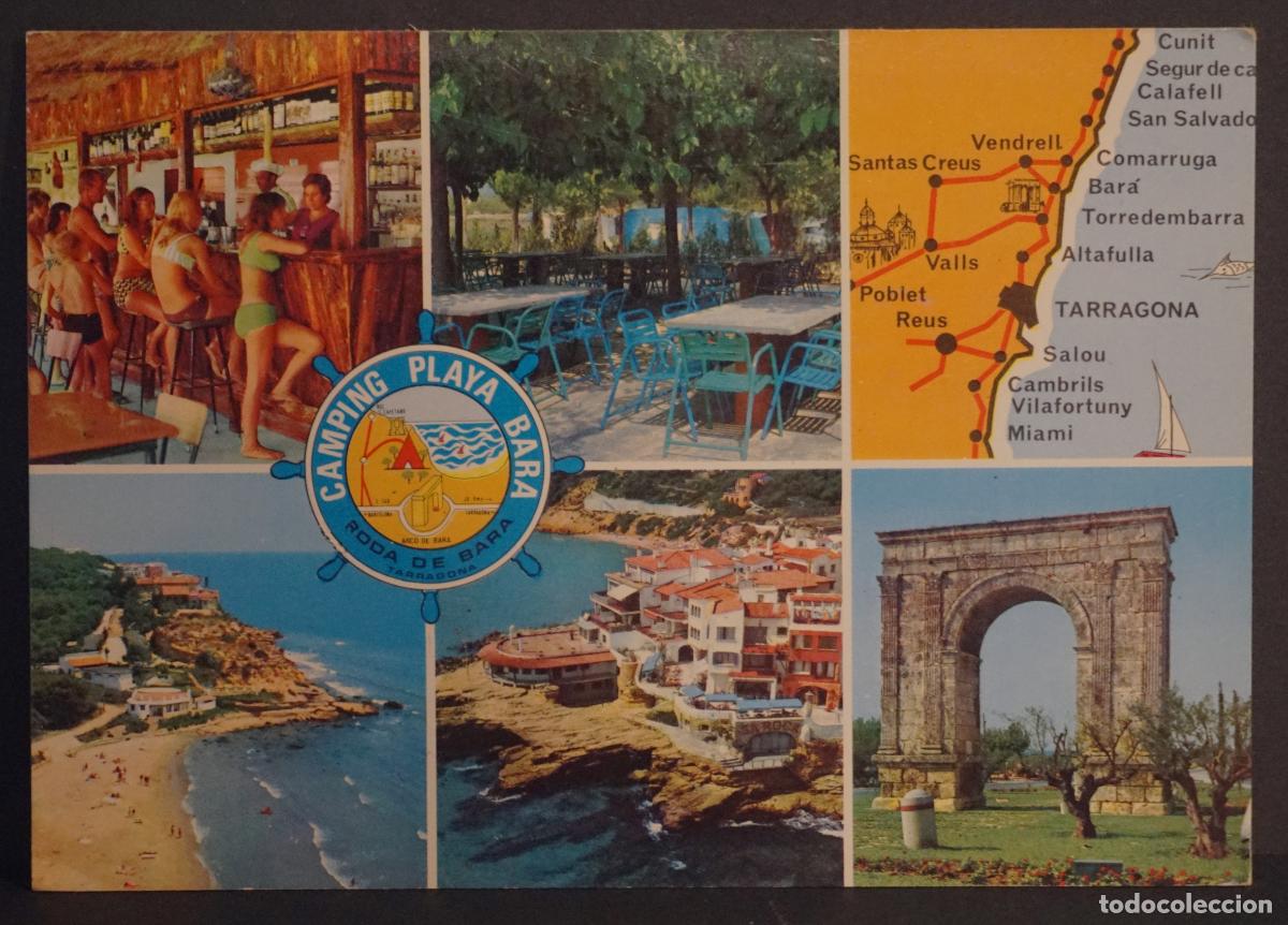 Postales: Camping Playa Bara, Roda de Bara (Tarragona), postal sin circular