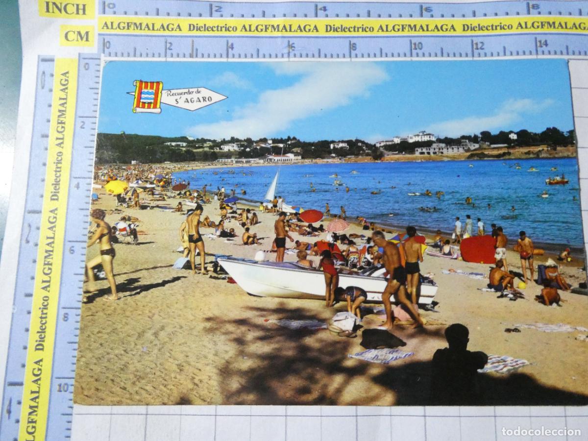 Postales: POSTAL DE GERONA. A&Ntilde;O 1967. S'AGARO PLAYA TURISTAS 1068 PERGAMINO. 1677