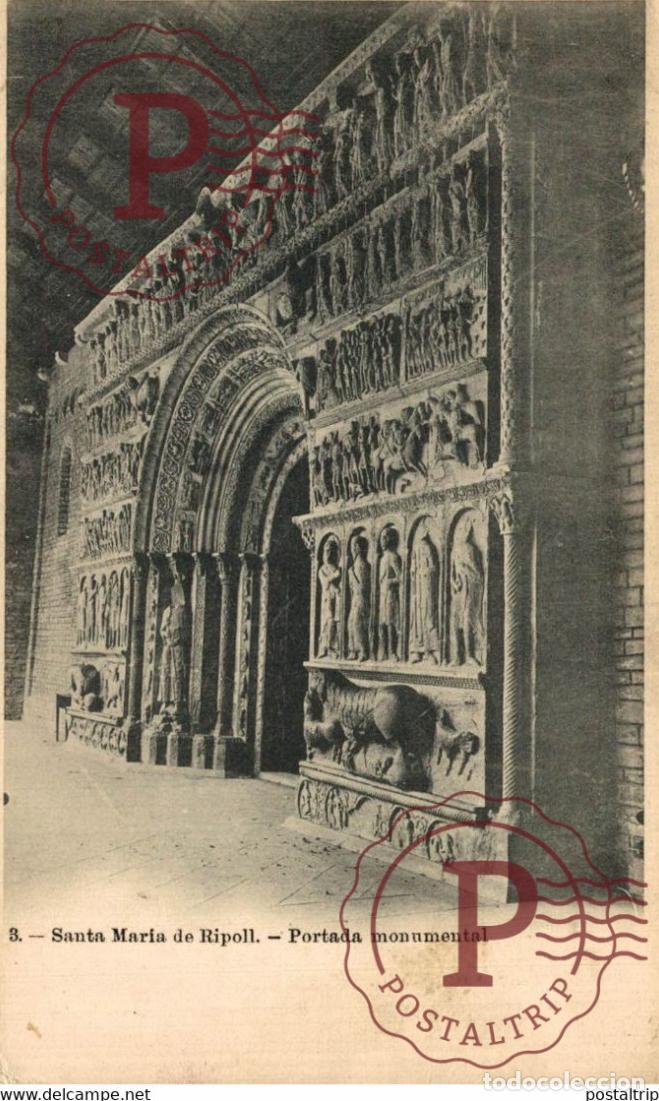 Postais: SANTA MARIA DE RIPOLL PORTADA MONUMENTAL CATALU&Ntilde;A GIRONA GERONA ESPA&Ntilde;A ESPAGNE