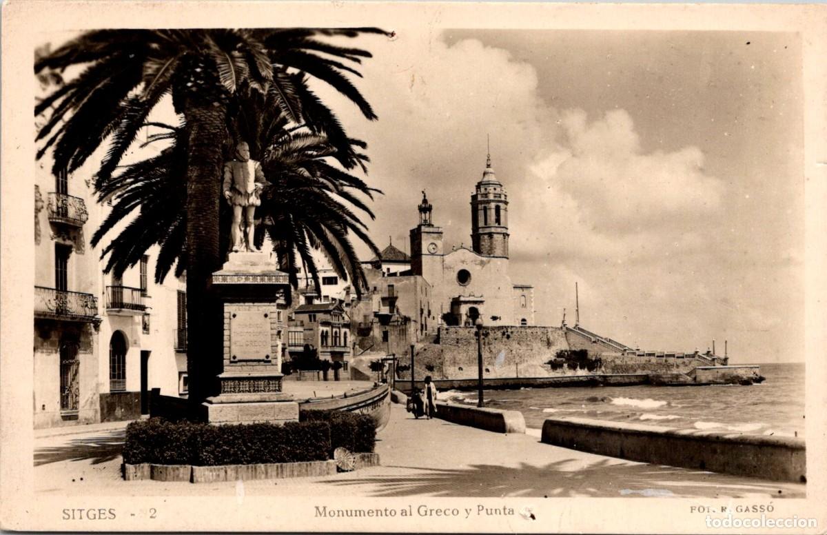 Postales: Sitges - Monumento al Greco y Punta - Gass&oacute; 2 - 141x90mm