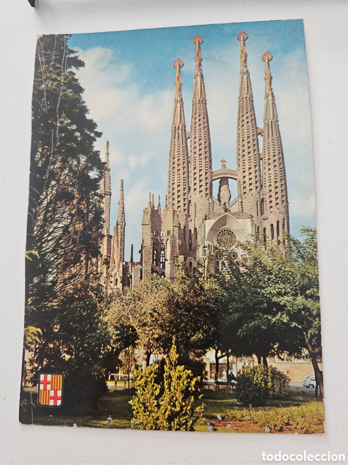 Postales: Postal de gran tama&ntilde;o de la Sagrada Familia de Barcelona 1962 Santoral 1er semestre 1963