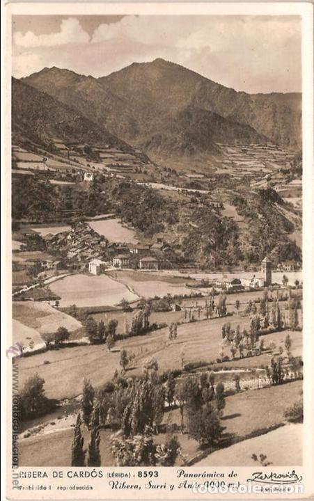 Postales: RIBERA DE CARDOS (LLEIDA), PANORAMICA DE RIBERA, SURRI Y ANAS - ZERKOWITZ N&ordm; 8593 - S/C