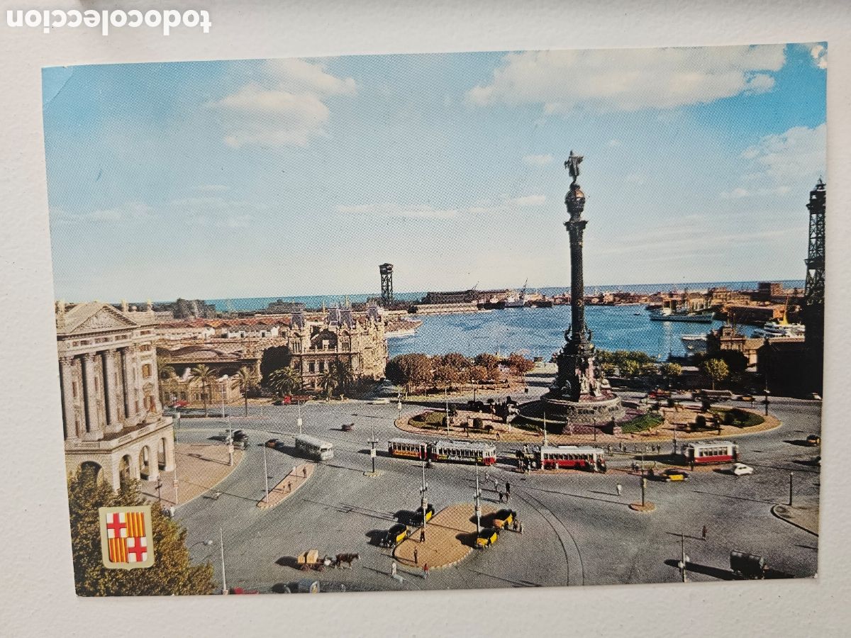 Postales: Postal de gran tama&ntilde;o de Barcelona Monumento a Crist&oacute;bal Col&oacute;n 1963 Soberanas n&deg; 5