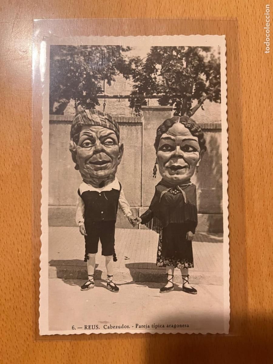 Postales: cabezudos pareja t&iacute;pica aragonesa Reus Tarragona sin circular