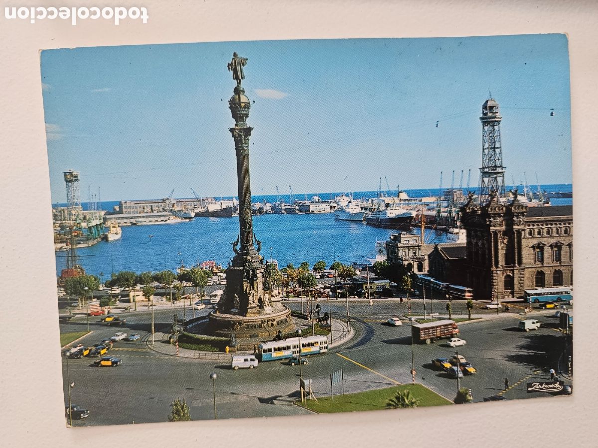 Postkarten: Postal de gran tama&ntilde;o de Barcelona n&deg; 433 Monumento a Col&oacute;n 1970 A. Zerkowitz