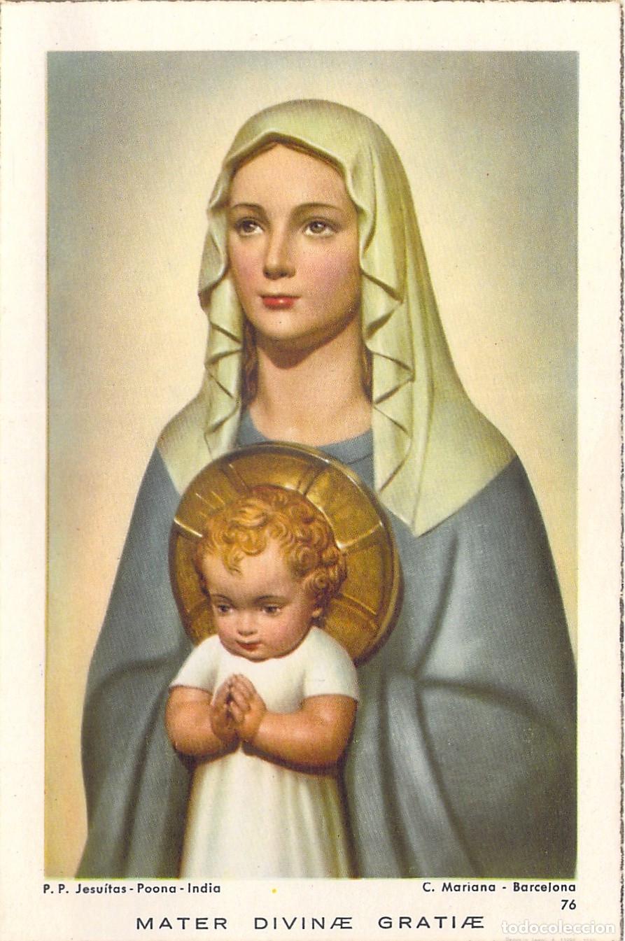 Postales: Estampa Religiosa Mater Divinae Gratiae Virgen Mar&iacute;a y Ni&ntilde;o Jes&uacute;s