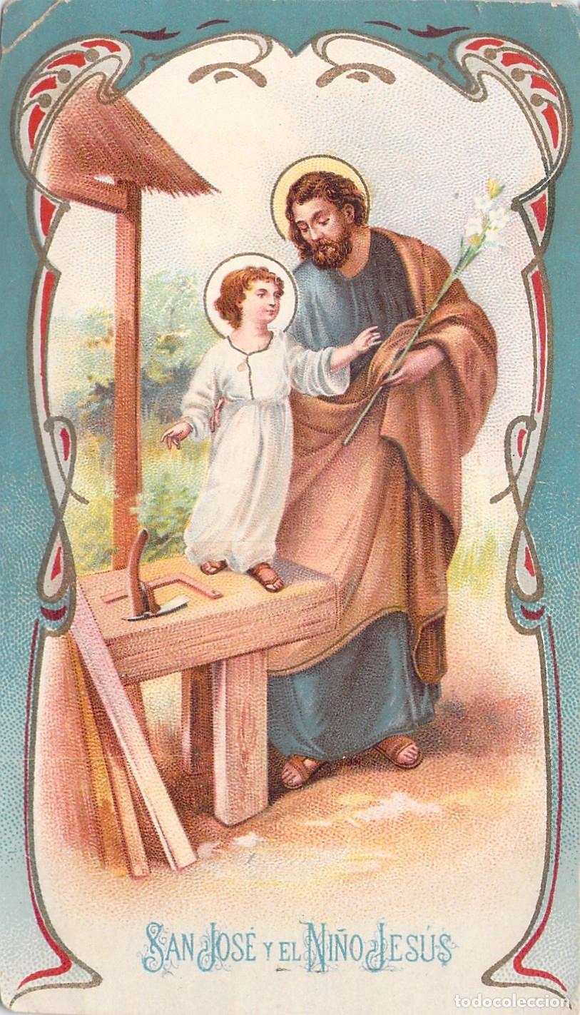 Postales: Estampa Religiosa de San Jos&eacute; y el Ni&ntilde;o Jes&uacute;s Ilustrada