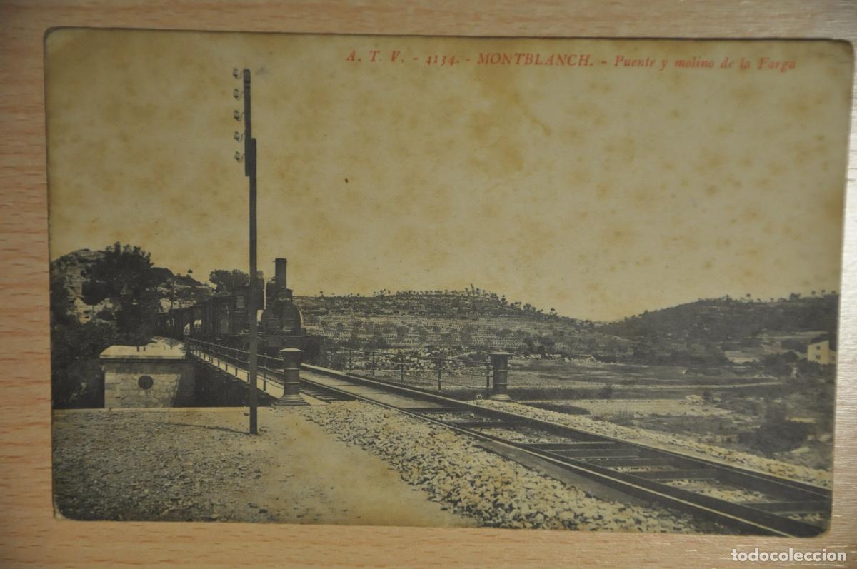 Postales: postal montblanch, montblanc, puente y molino de la farga, atv 4134