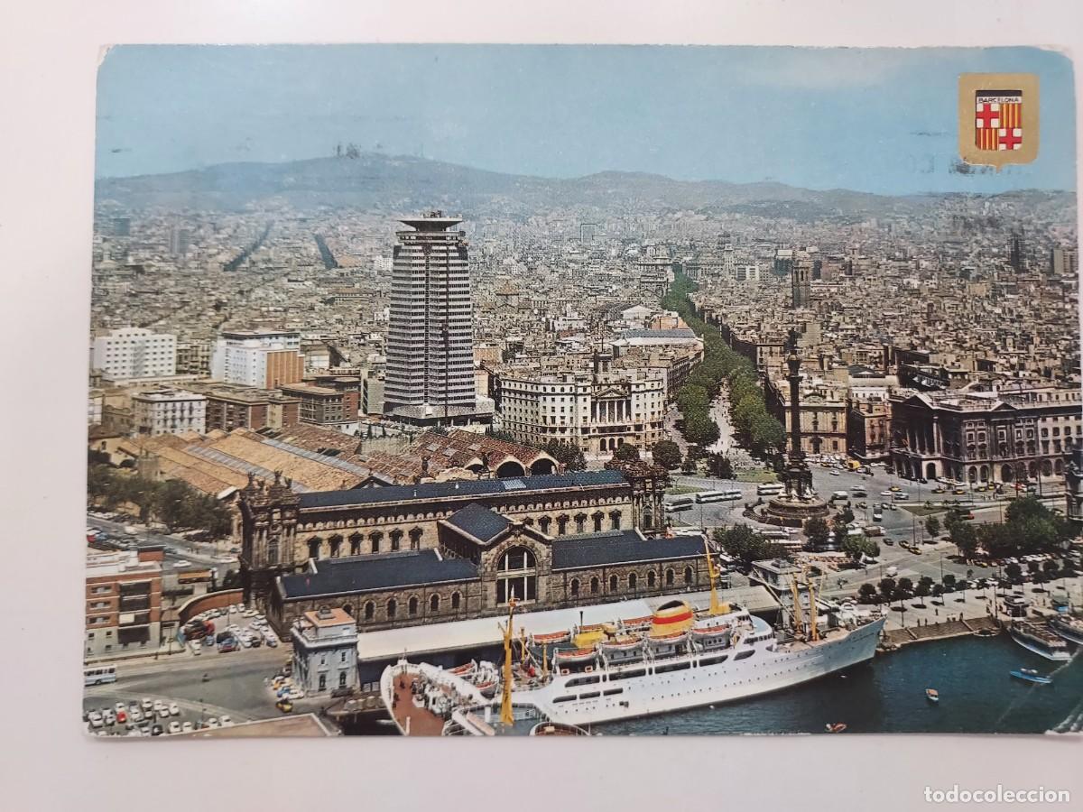 Postales: POSTAL BARCELONA PUERTA DE LA PAZ. 1971. CIRCULADA. BARCO BUQUE