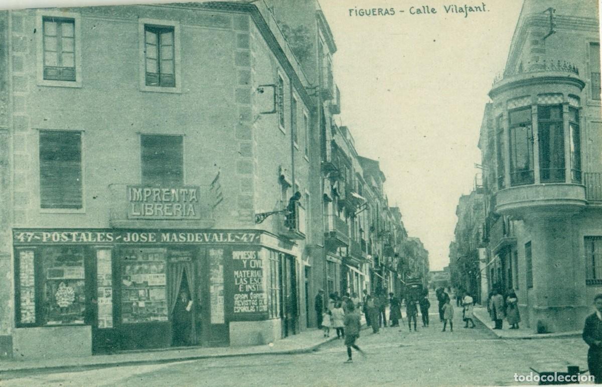 Postales: CARTOFILIA. FIGUERAS CALLE VILAFANT. TIENDA MASDEVALL. EDITOR DE POSTALES. HACIA 1920.