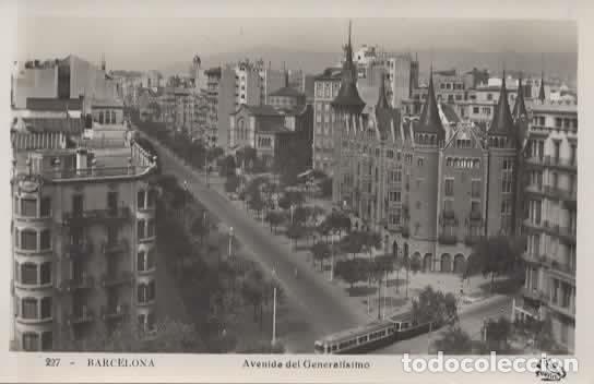 Postales: BARCELONA SIN ESCRIBIR AVENIDA GENERALISIMO TRANVIA TRAM