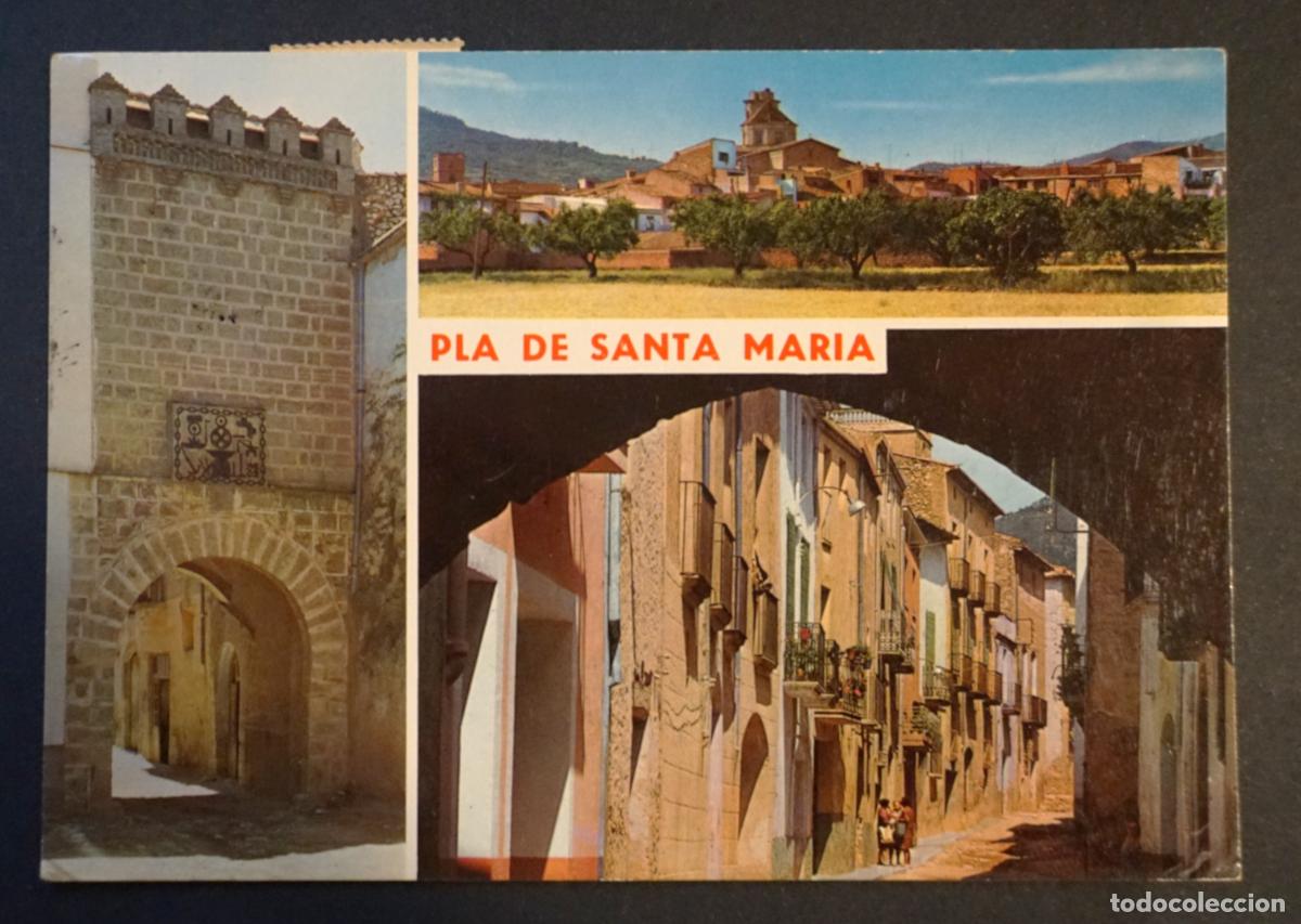 Postales: Pla de Santa Maria , diversos aspectos. Postal circulada con sello editada el a&ntilde;o 1970