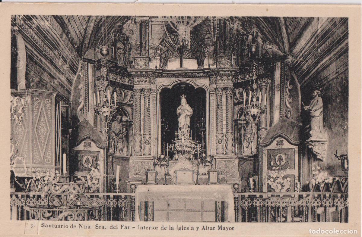 Postales: SUSQUEDA (GIRONA) SANTUARIO DE NTRA.SRA. DEL FAR, INTERIOR DE LA IGLESIA Y ALTAR MAYOR &ndash; L.ROISIN FO
