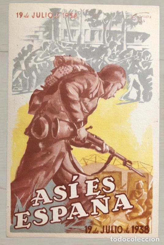 Postales: CPA Guerra Civil - Postal CNT-FAI &iexcl;As&iacute; es Espa&ntilde;a! - Espectacular Franqueo: Vi&ntilde;eta Antifascista, Sell