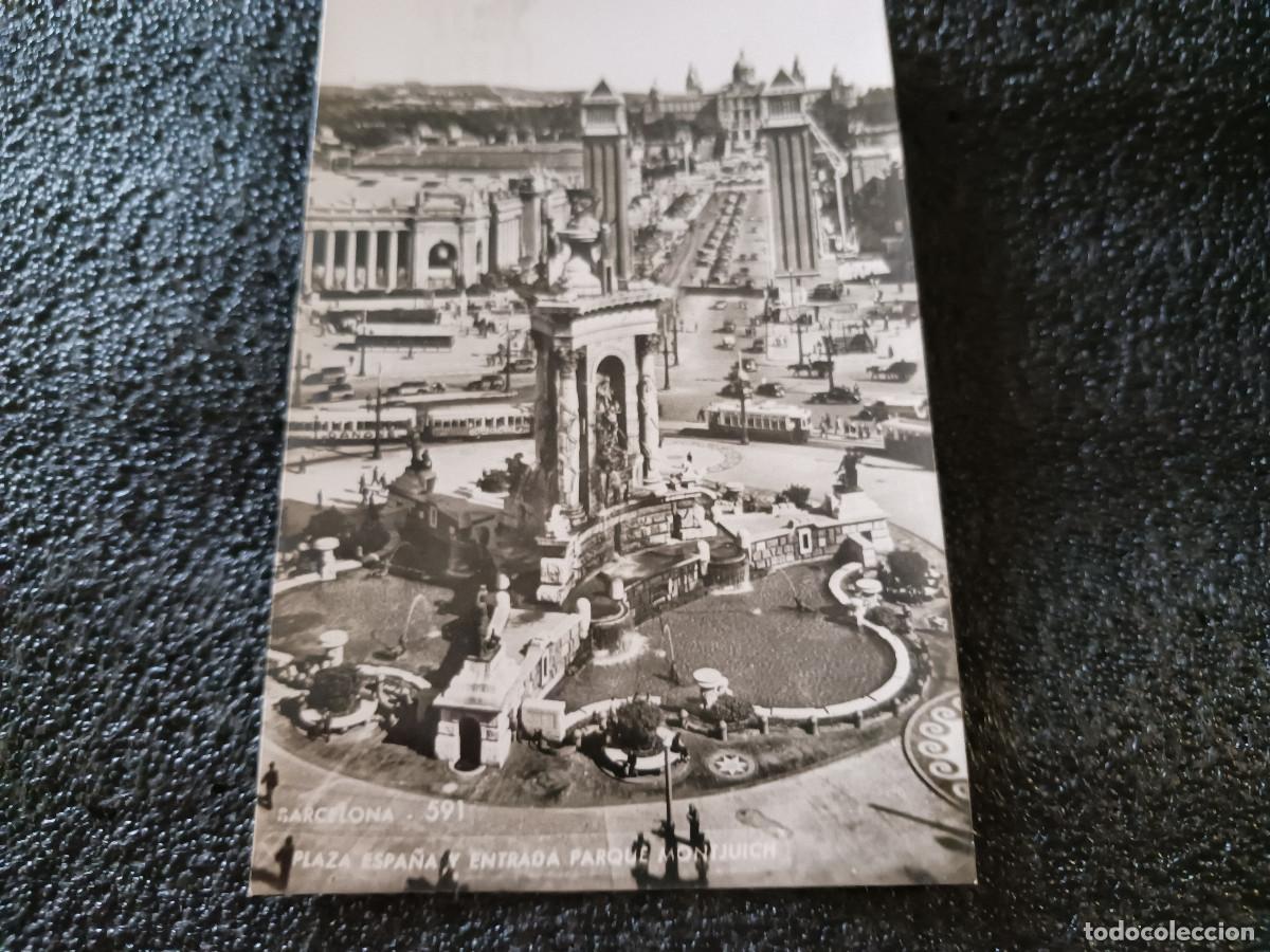 Postales: 591 barcelona plaza de espa&ntilde;a y entrada parque de montjuich, ed. zerkowitz, circulada