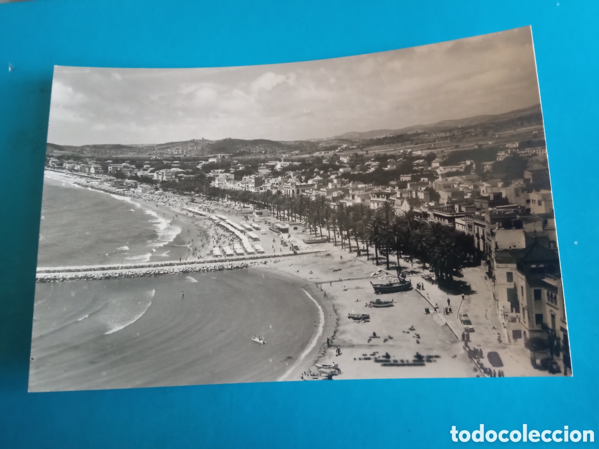 Postales: Antigua postal fotogr&aacute;fica, Sitges, Vista parcial de la playa