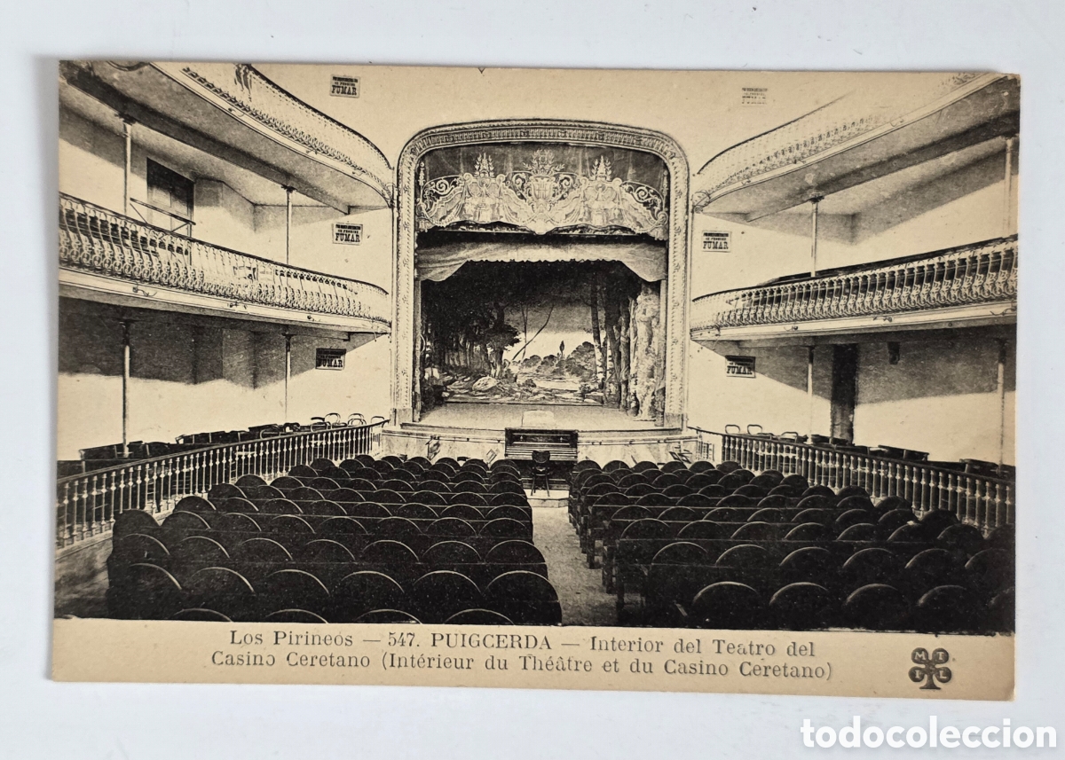 Postais: Antigua Postal Interior Teatro Casino Ceretano Puigcerd&agrave; Pirineos Catalanes Cerda&ntilde;a Girona