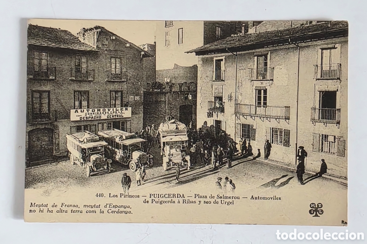 Postais: Antigua Postal Autom&oacute;viles Puigcerd&agrave; a Ribas La Seo Urgell Pirineos Girona Verso Cerdanya Autobuses