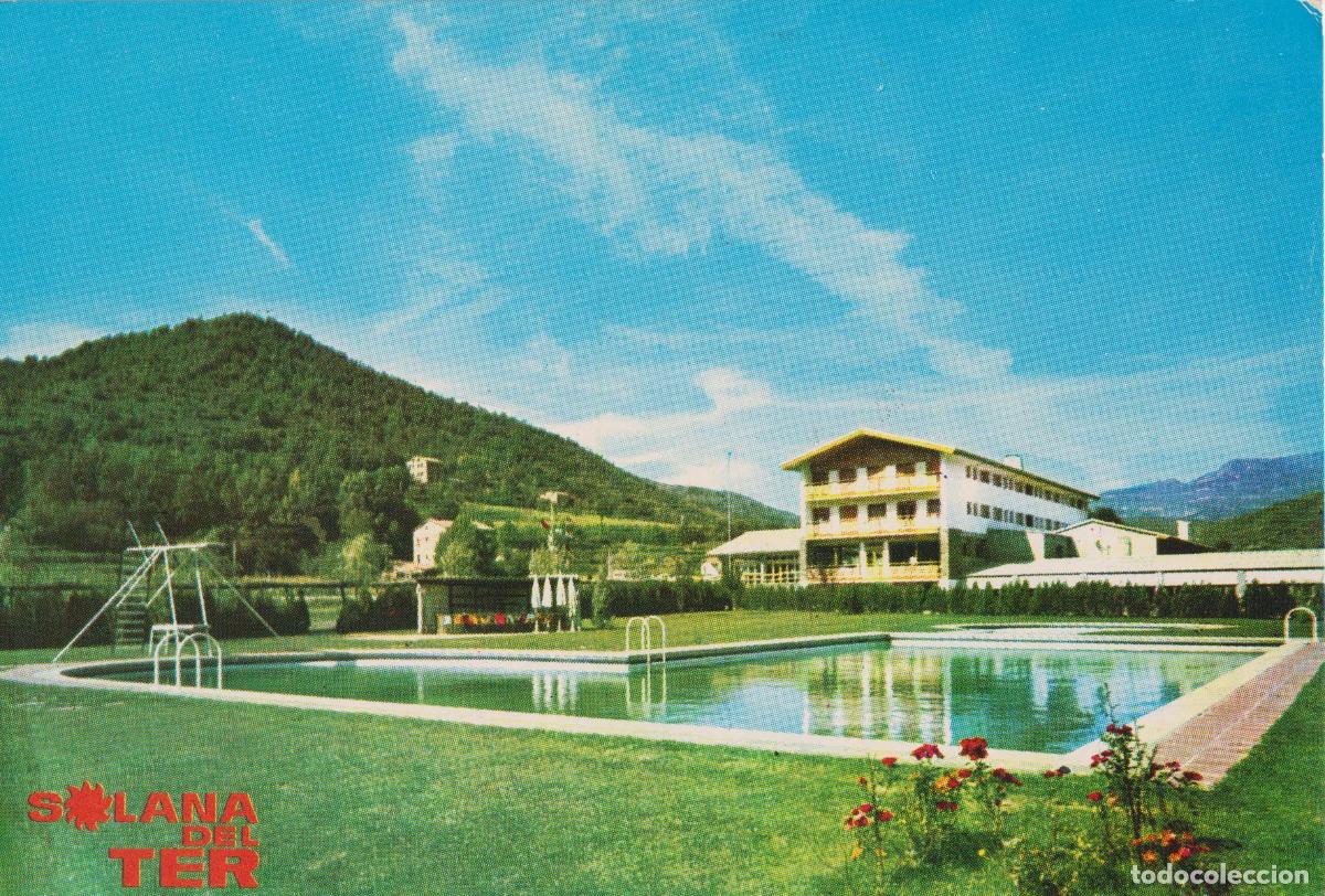 Postales: HOSTAL SOLANA DEL TER, CAMPING -PISCINA - FOTOCOLOR VALMAN SERIE E-563 - S/C