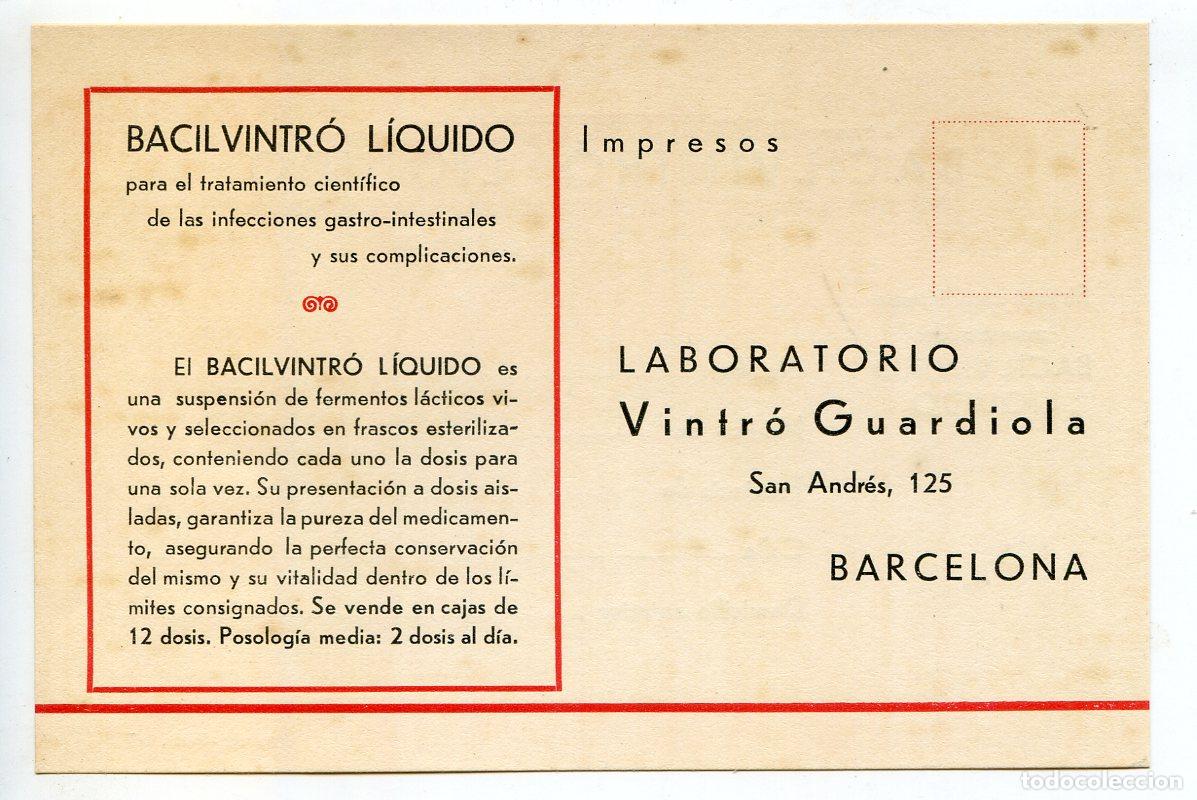 Postales: Bacilvintr&oacute;, de Laboratorio Vintr&oacute; Guardiola. Publicidad farmac&eacute;utica de 1934, tarjeta de pedido