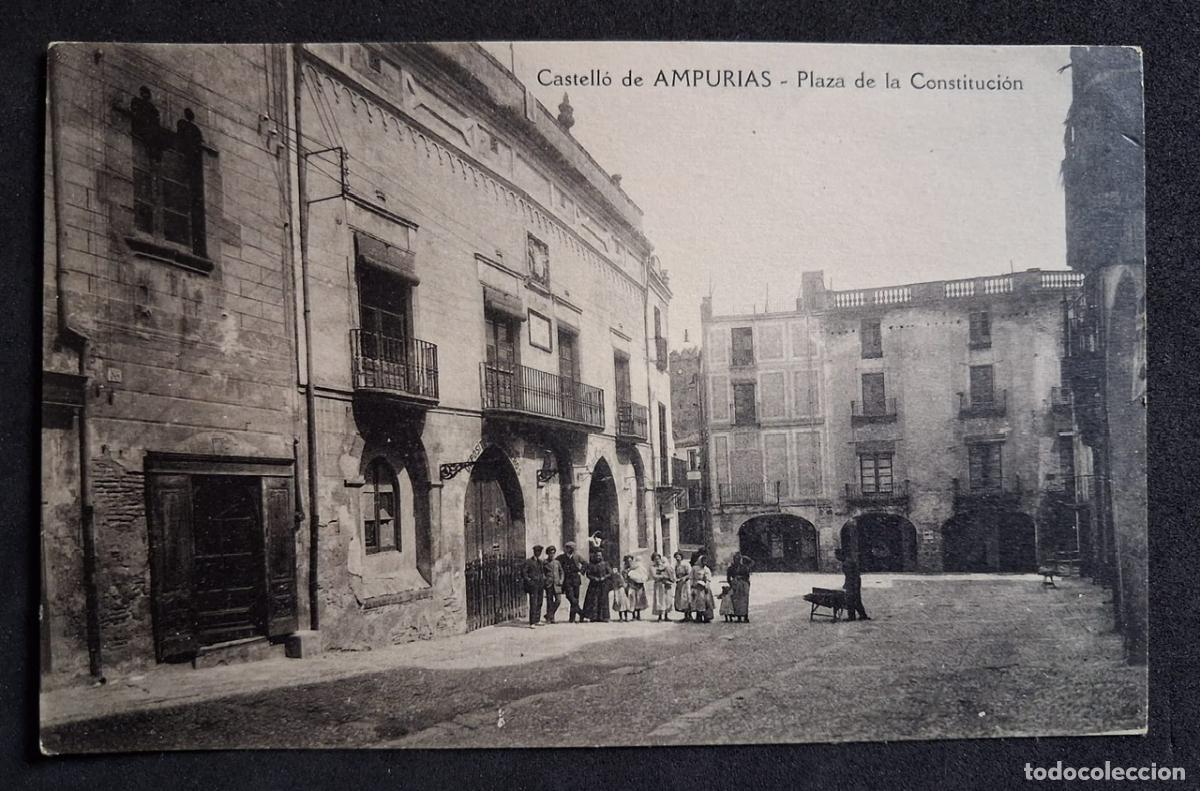 Postales: POSTAL ANTIGUA DE CASTELL&Oacute; DE AMPURIAS - PLAZA DE LA CONSTITUCI&Oacute;N - S/EDITOR - (SIN CIRCULAR)