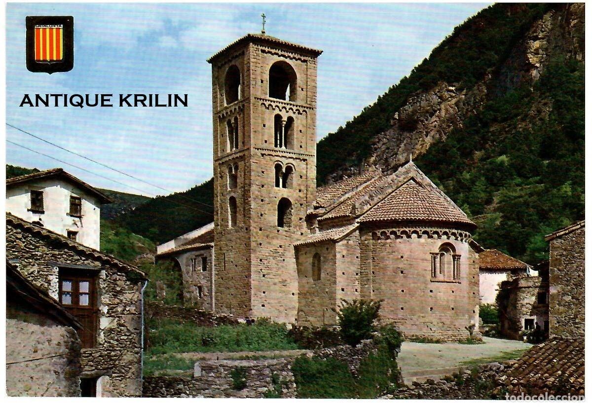 Postales: BAGET N&ordm; 3454 IGLESIA Y CAMPANARIO ROMANICO / ESCUDO DE ORO / SIN FRANQUEAR