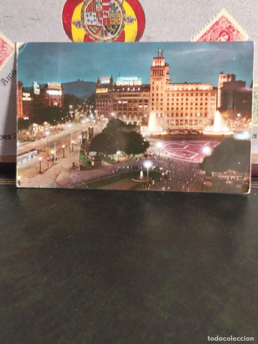 Postales: P5969 Postal Barcelona Plaza y Catalu&ntilde;a de noche. Zerkowitz