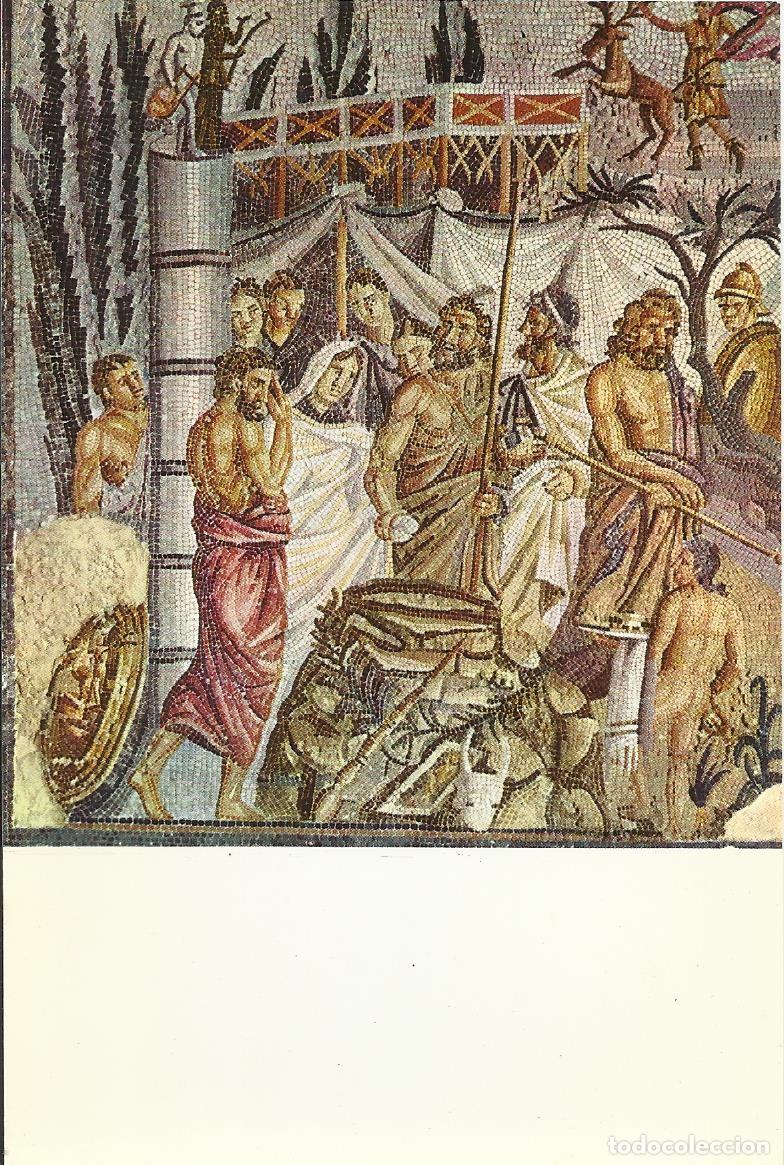 Postales: Costa Brava. Ampurias. Mosaico romano del sacrificio de Ifigenia. 2620. Postal. 10x15 cm.
