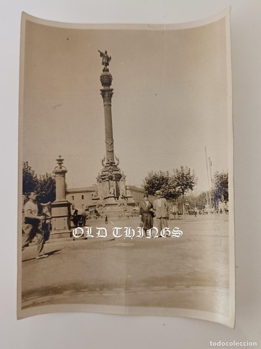 Postales: FOTOGRAFIA DE BARCELONA, ESTATUA DE COLON, A&Ntilde;OS 40, MIDE 10,5 X 8 CMS.
