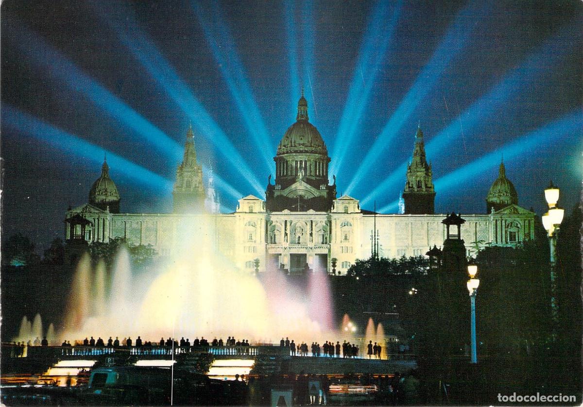 Postales: Postal de Barcelona: Palacio Nacional de Montju&iuml;c y Fuente Luminosa
