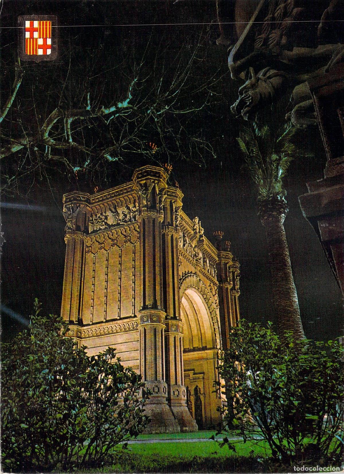 Postales: Postal del Arco del Triunfo de Barcelona, Vista Nocturna