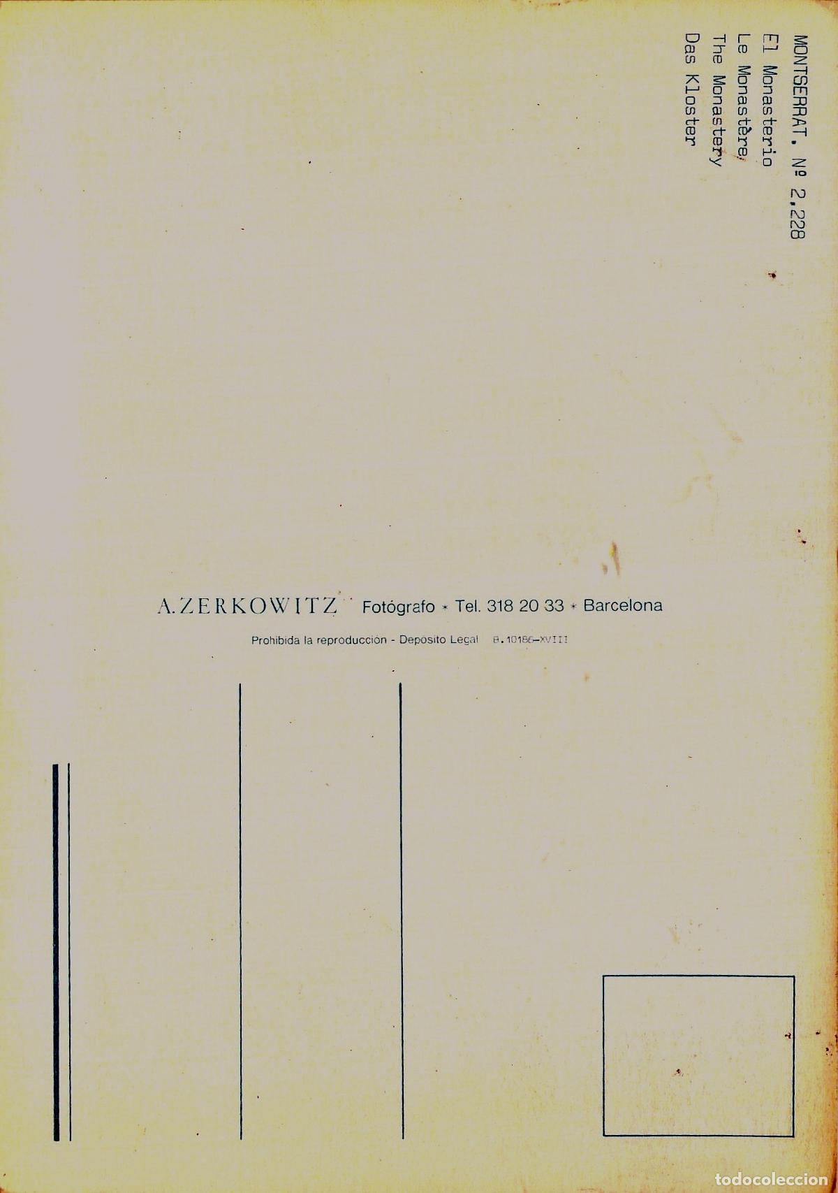 Postales: Postal del Monasterio de Montserrat de A. Zerkowitz - Foto 2