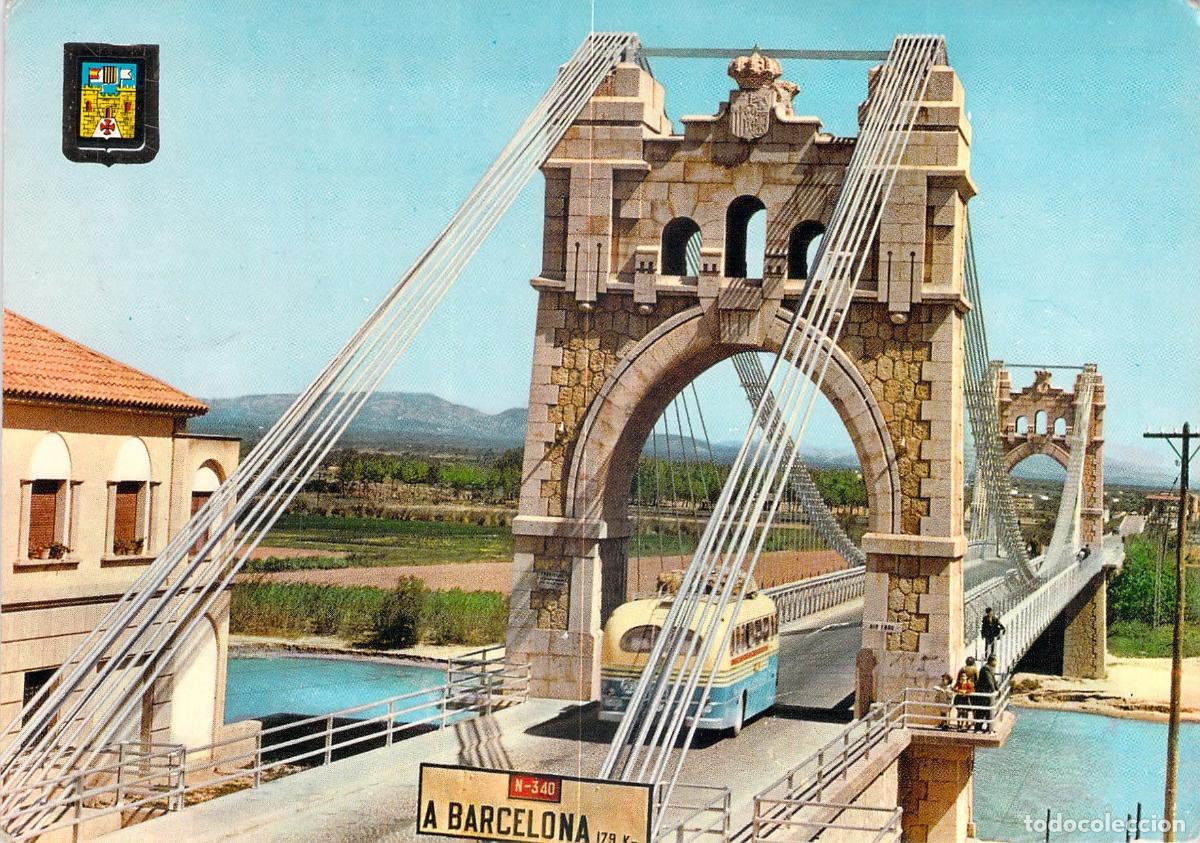 Postales: Postal de Amposta, Tarragona - Bella Vista del Puente Colgante