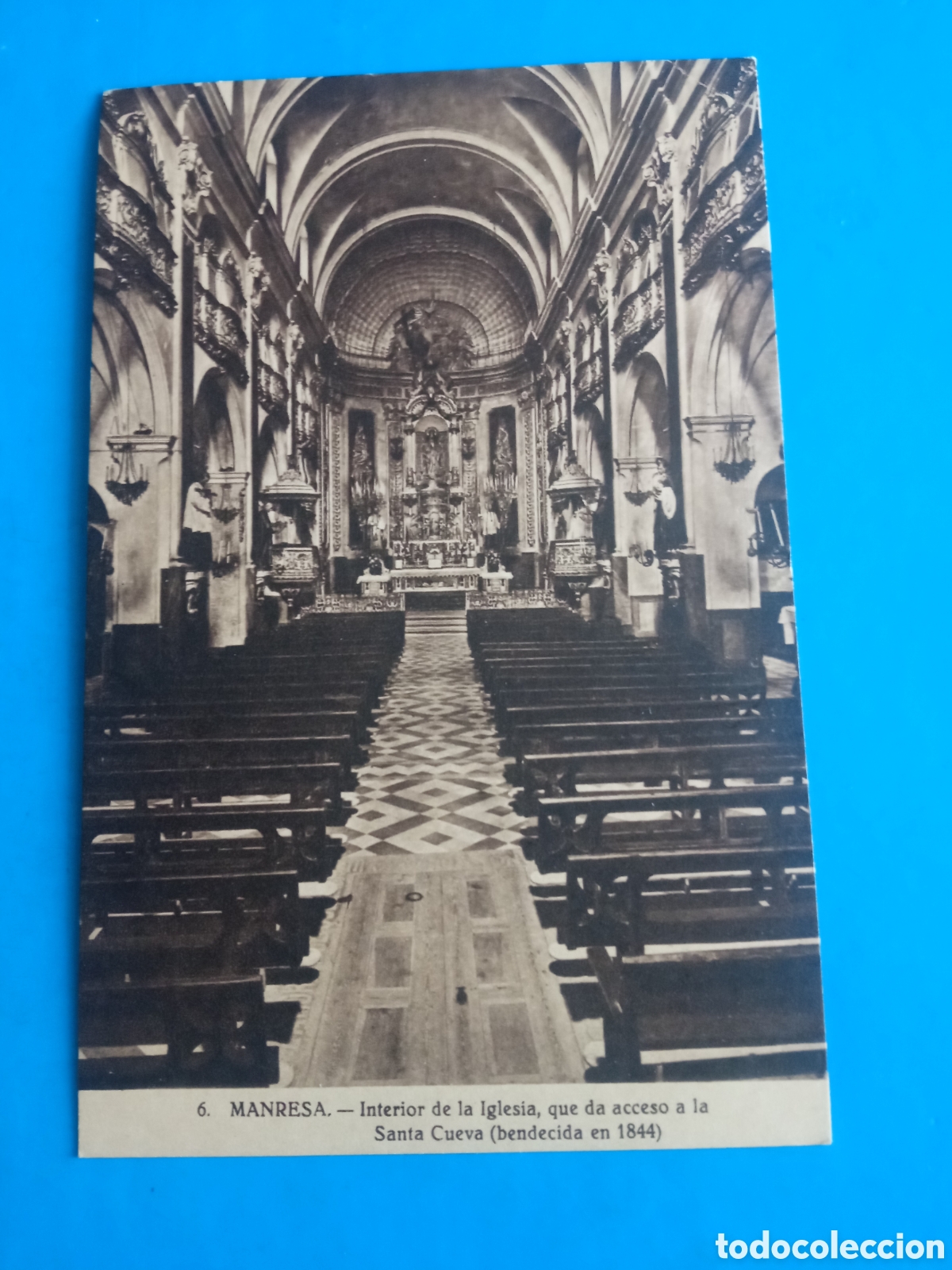 Postales: Antigua postal fotogr&aacute;fica, Manresa, Interior de la Iglesia, acceso a la Santa Cueva