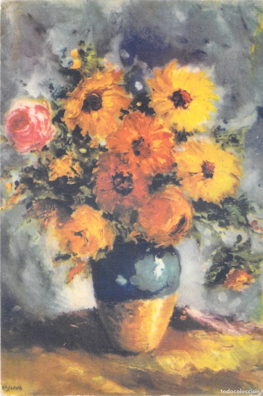 Postales: Postal de arte con pintura de flores de Ediciones Barsal