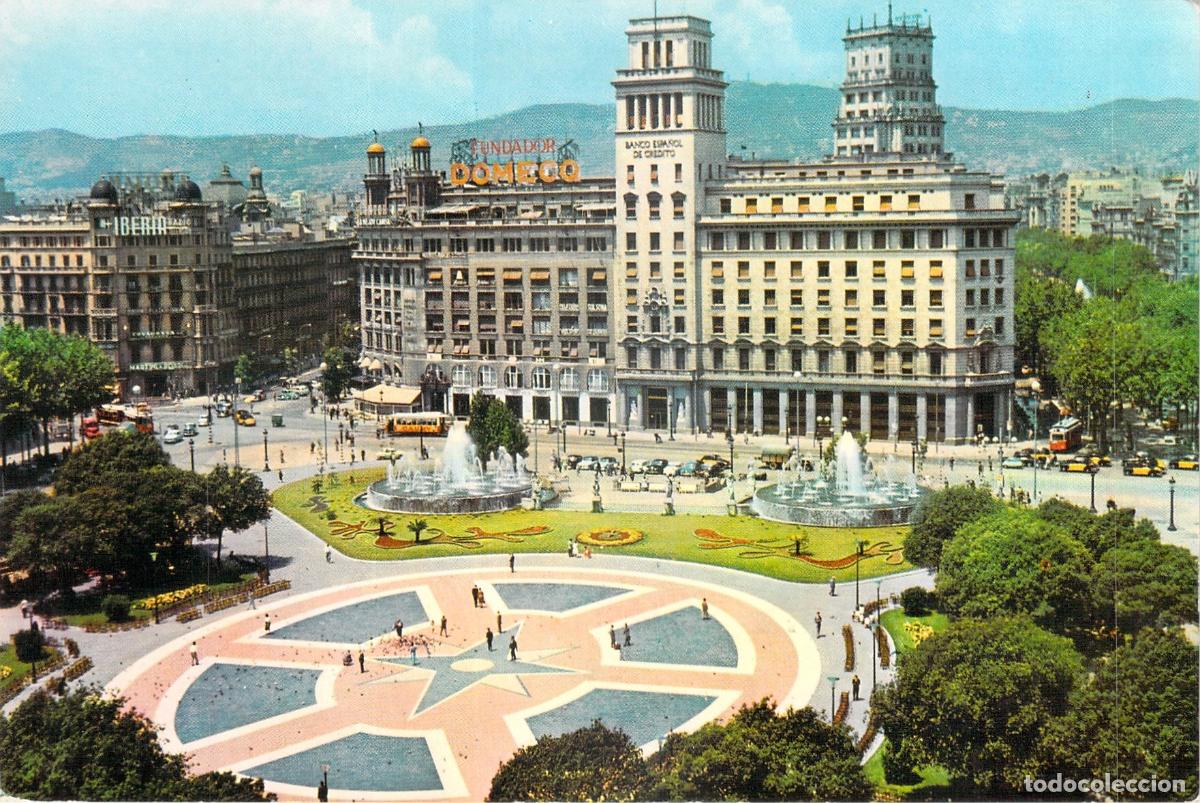 Postales: Postal de la Plaza de Catalu&ntilde;a en Barcelona