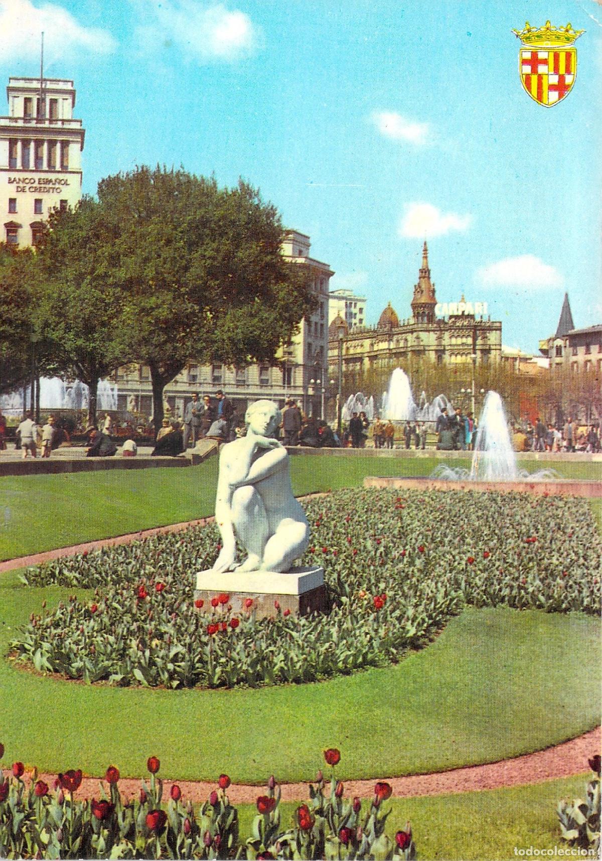 Postales: Postal de Plaza Catalu&ntilde;a en Barcelona