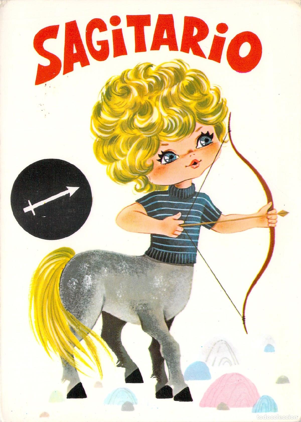 Postales: Postal de Sagitario con ilustraci&oacute;n zodiacal