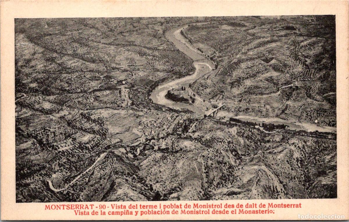 Postales: Montserrat - Vista del terme i poblat de Monistrol des de dalt de Montserrat - E.M. de M. - 140x89mm