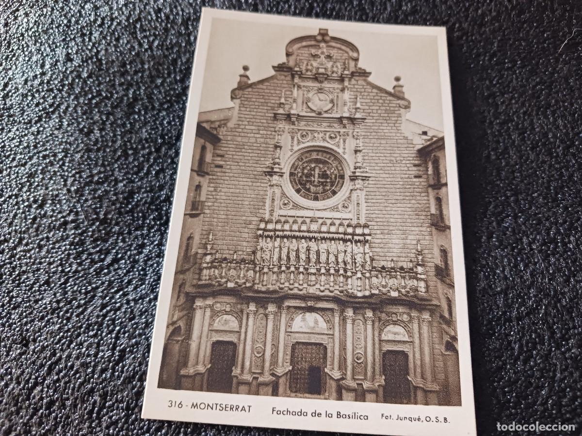 Postales: 316 montserrat, fachada de la basilica, foto junque, hueco grabado riusset