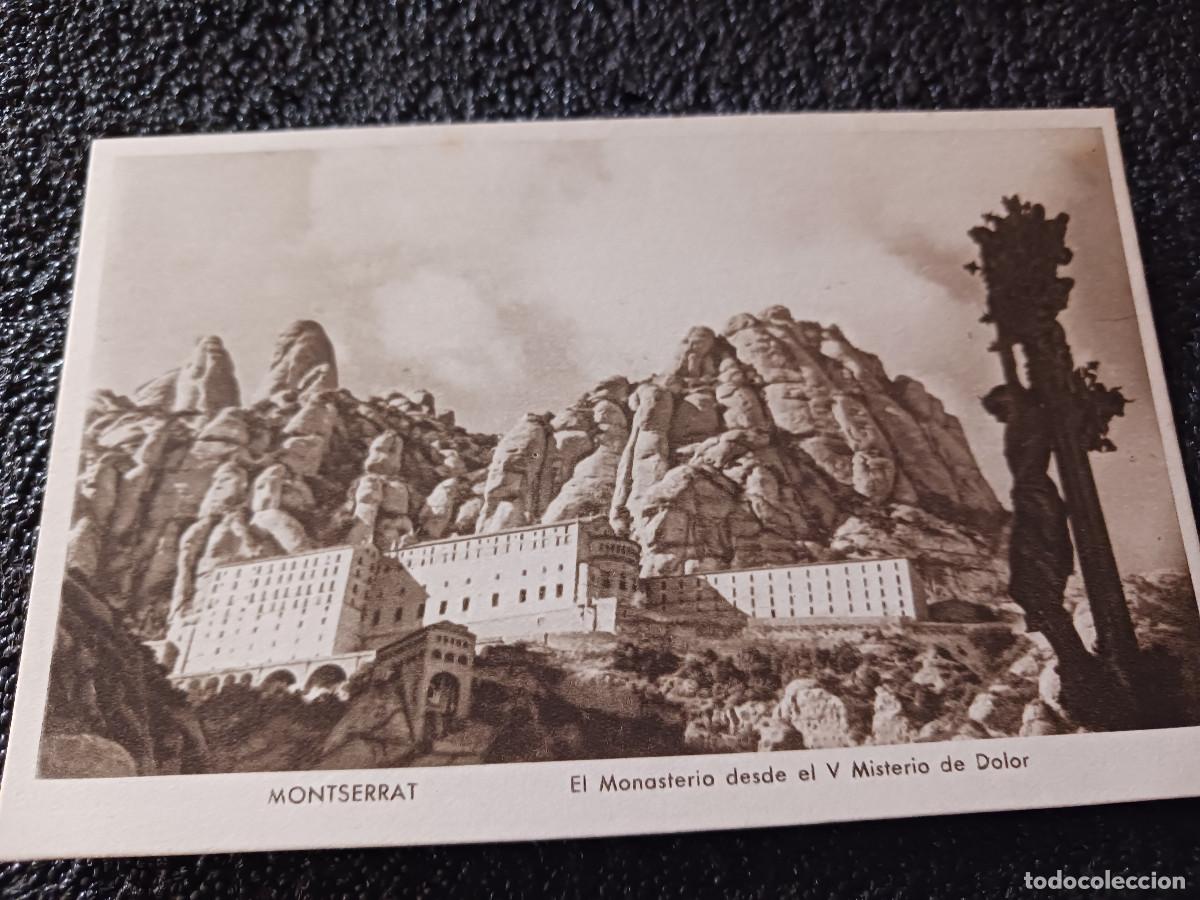 Postales: montserrat, el monasterio desde el V misterio de dolor, detalle, foto ripol, hueco grabado riusset