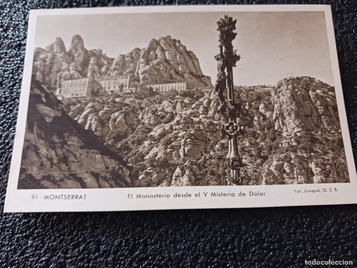 Postales: 91 montserrat, el monasterio desde el V misterio de dolor, foto junque, hueco grabado riusset