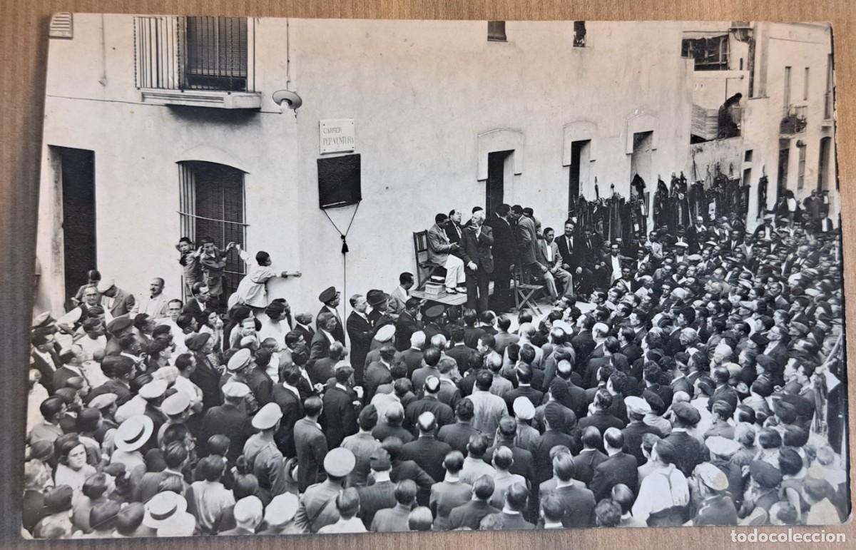 Postales: Matar&oacute; Carrer Pep Ventura, a&ntilde;o 1936, acto pol&iacute;tico. Foto postal