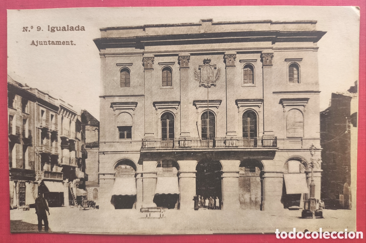 Postales: IGUALADA AJUNTAMENT PLA&Ccedil;A POSTAL ANIMADA FOTOTIPIA FRIEDRICHS ANOIA 1915
