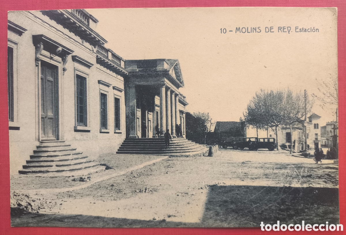Postales: MOLINS DE REI ESTACI&Oacute; FERROCARRIL POSTAL ANIMADA FOTOTIPIA C. 1915
