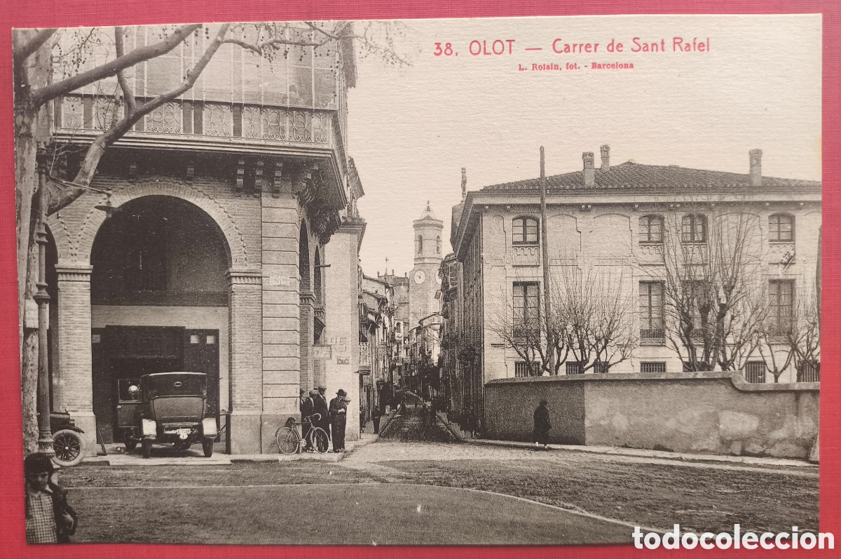 Postales: OLOT CARRER SANT RAFEL POSTAL ANIMADA FOTOTIPIA GIRONA C. 1915